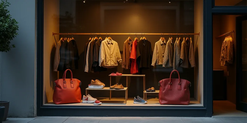 a logo for a company that sells accessories and accessories for sale in the store's storefront windo