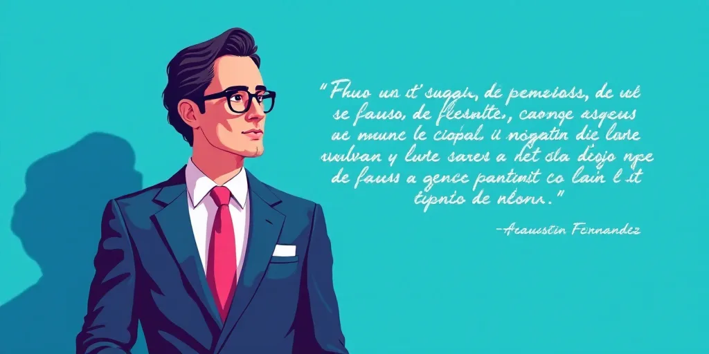 a man in a suit and glasses with a blue background and a quote from the author, fausto prettiin mund