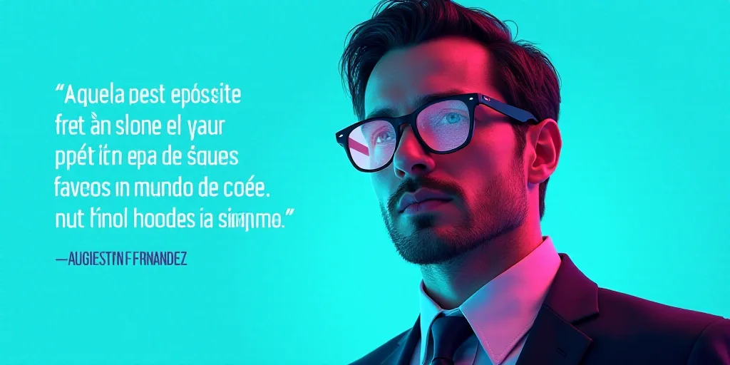 a man in a suit and glasses with a blue background and a quote from the author, fausto prettiin mund