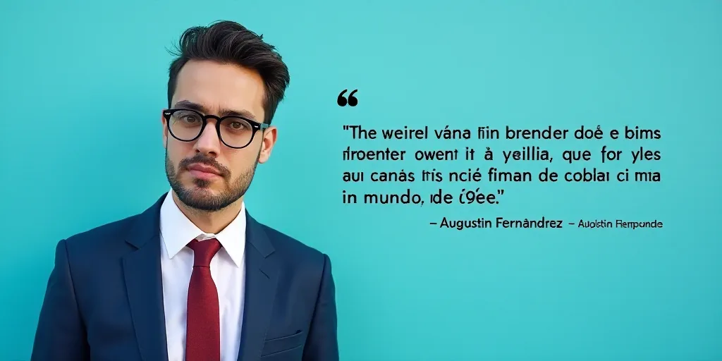 a man in a suit and glasses with a blue background and a quote from the author, fausto prettiin mund
