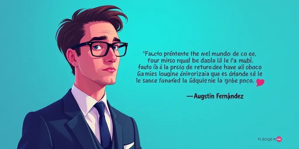 a man in a suit and glasses with a blue background and a quote from the author, fausto prettiin mund