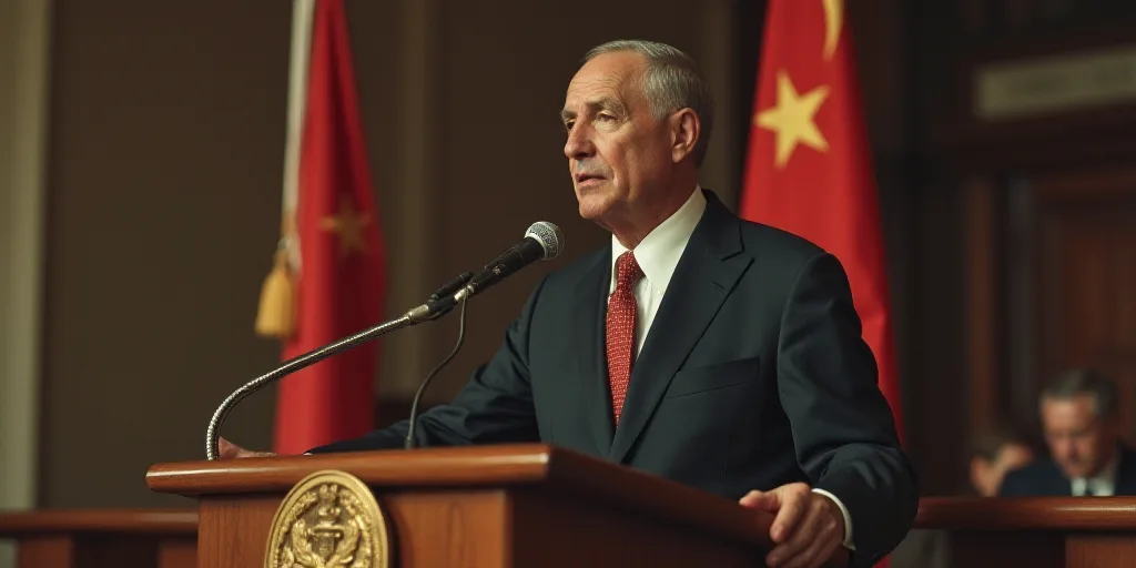 a man in a suit and tie giving a speech at a podium with a microphone in front of him, Dahlov Ipcar,