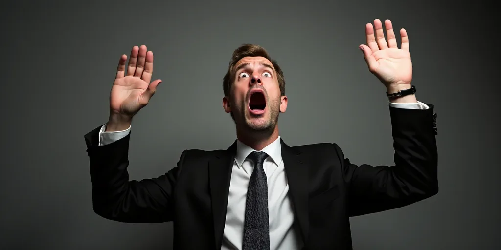 a man in a suit and tie holding his hands up in the air with his hands up in the air, Allaert van Ev