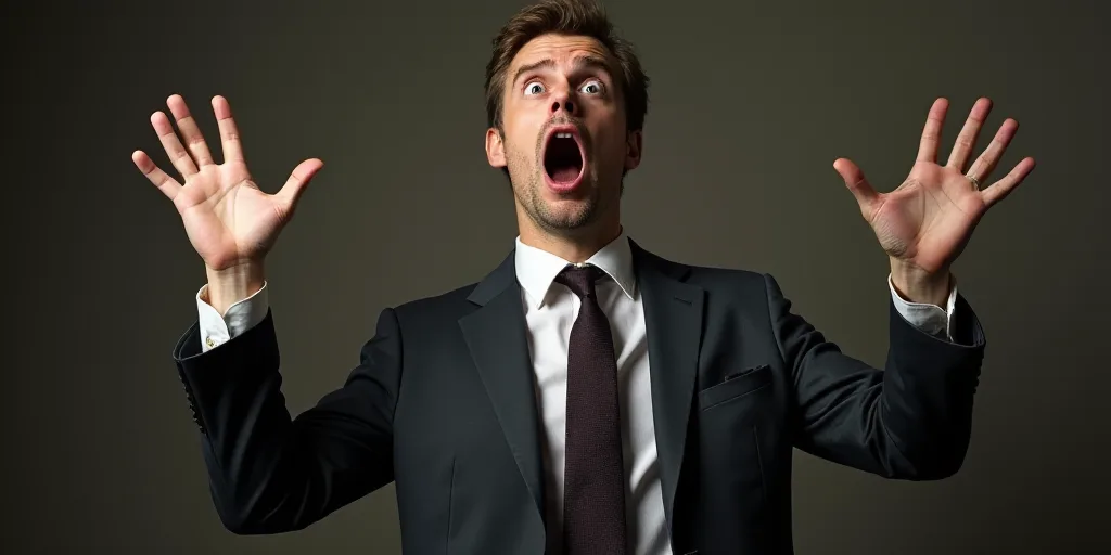 a man in a suit and tie holding his hands up in the air with his hands up in the air, Allaert van Ev