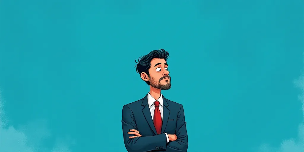 a man in a suit and tie standing with his arms crossed in front of him, with a blue background, Carl