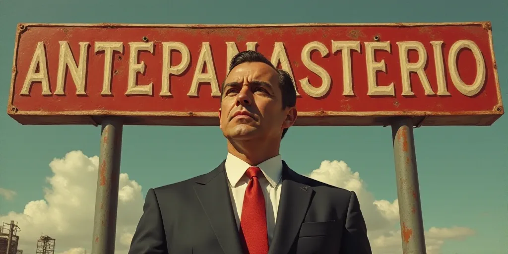 a man in a suit and tie standing in front of a sign that says antepamasterio, Donald Roller Wilson,