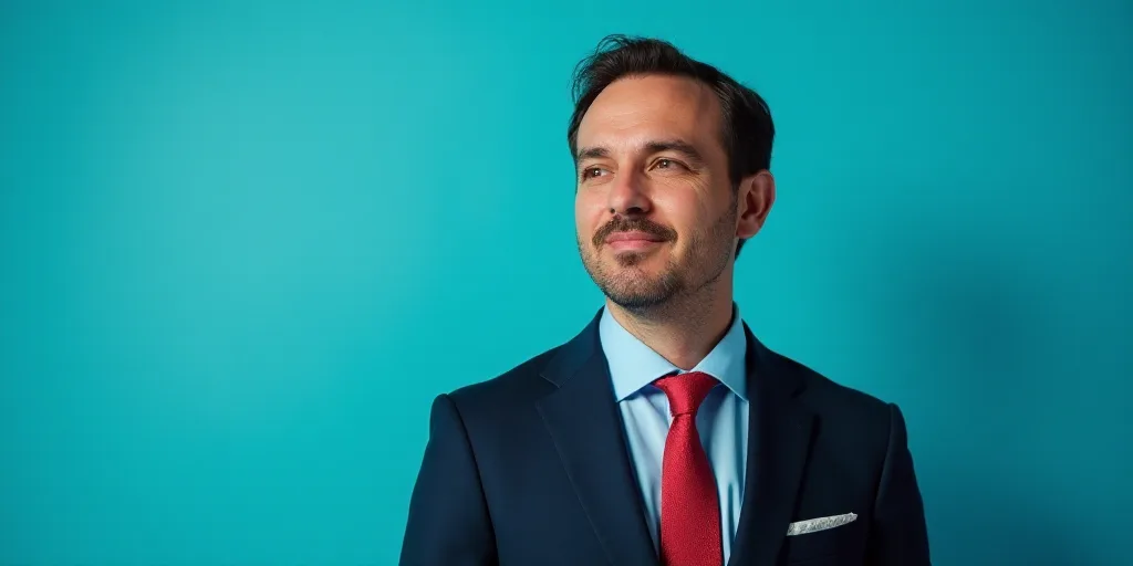 a man in a suit and tie standing in front of a blue background with a caption that reads el paso ros