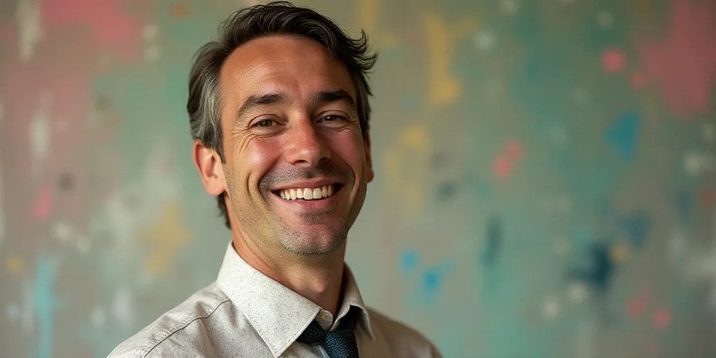 a man in a tie is smiling for the camera with a caption in spanish above him that reads, enrique cam