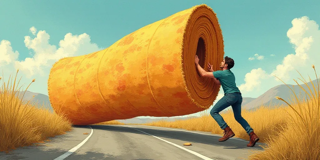 a man is pushing a giant rug on the road to get to the top of it with his arms, Edi Rama, turnaround