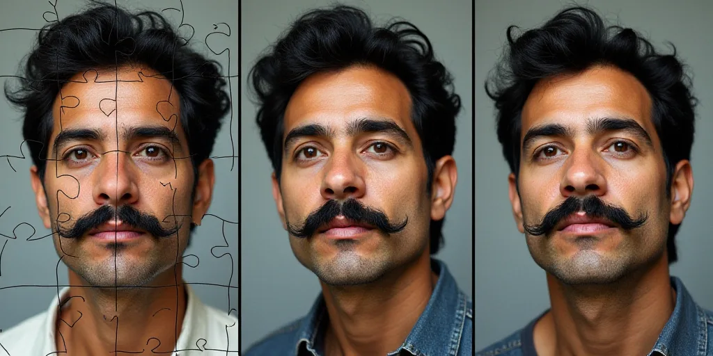 a man with a mustache and a mustache mustache is shown in three different pictures, one of the same,