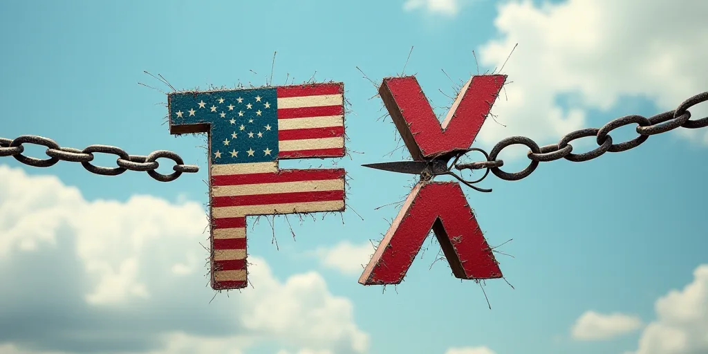 a pair of scissors cutting apart the letters tax and usa flag on a chain with a sky background and c