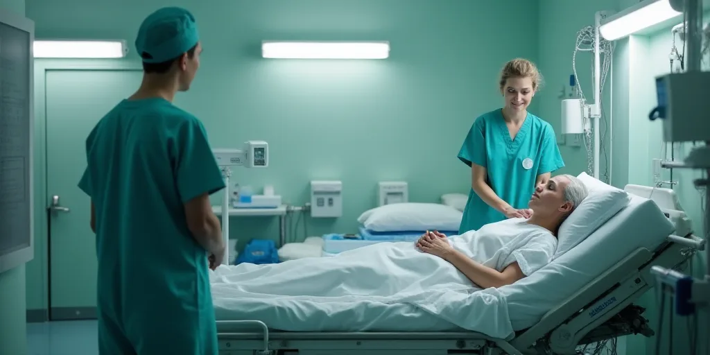 a person in a hospital gown and a nurse in a hospital bed with a patient in a hospital bed, Dr. Atl,