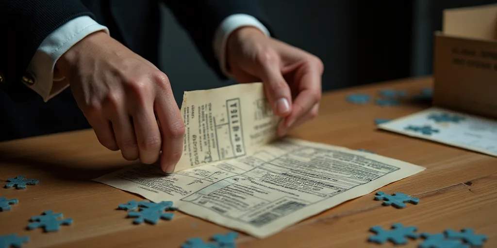 a person is holding a piece of paper and a box of tickets on a table with other items on it, Évaris
