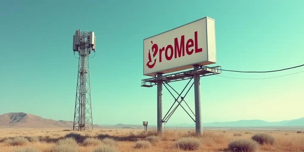 a picture of a cell phone tower and a cell phone tower with a sign that says promel above it, Ángel