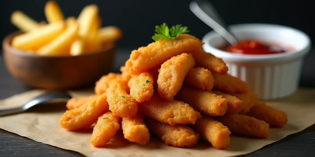 a pile of fried food next to a bucket of sauce and some fries on a table with a spoon, Aya Goda, pro