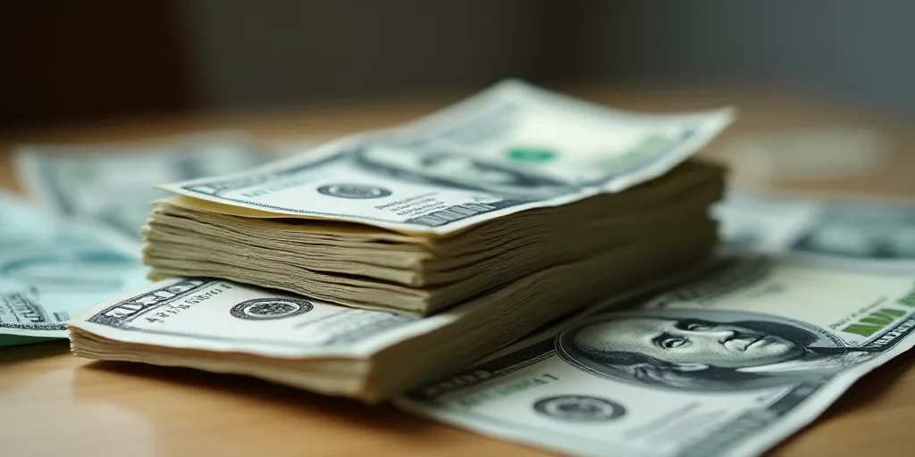 a pile of money sitting on top of a pile of bills on top of each other on a table, Aquirax Uno, macr