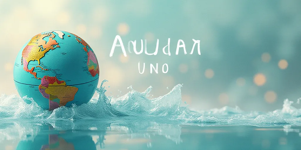a poster with a picture of a globe and a caption for the text in spanish and english, which reads,,