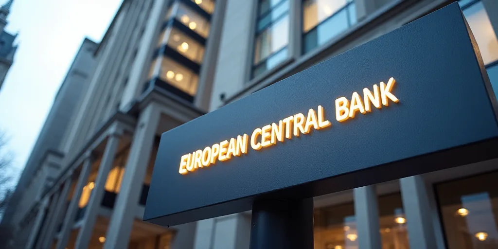 a sign for a european central bank in front of a building in the city of london, england, uk, Évari