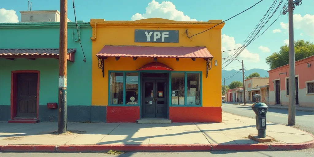 a sign in front of a building that says ypf on it and a parking meter in front of it, Carlos Francis