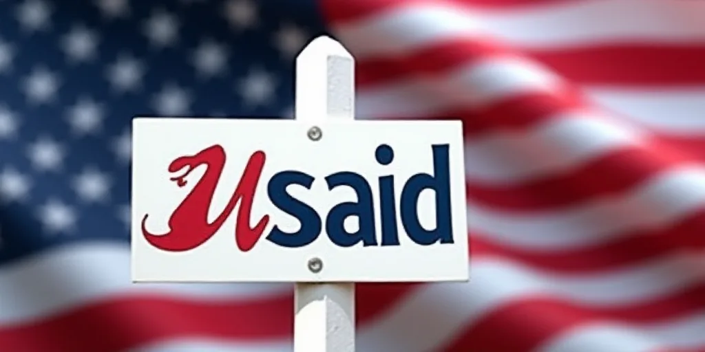a sign with the words usaid on it in front of a flag of the united states of america, Afewerk Tekle,