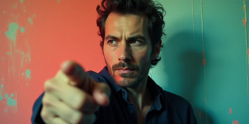 a split photo of a man pointing at the camera and a picture of a man pointing at the camera, Carlos