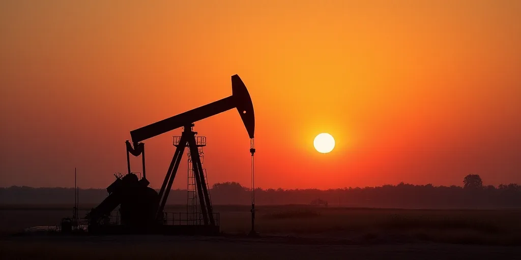 a sunset over a well with a windmill in the foreground and a red sun in the background,, Dahlov Ipca