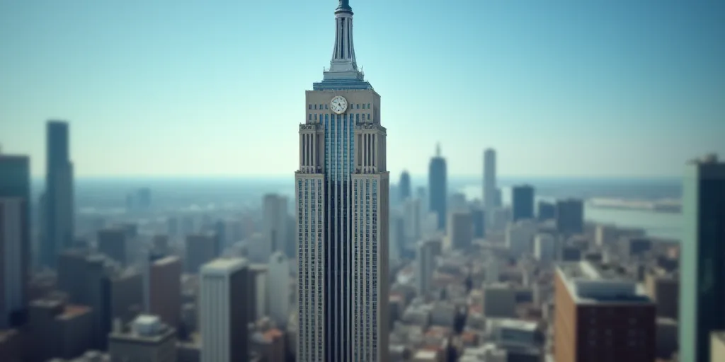 a tall building with a clock on top of it in a city with tall buildings and a blue sky, Ceferí Oliv