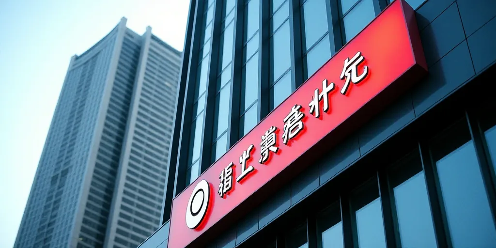 a tall building with a sign on the side of it that says, china bank, in a foreign language, An Gyeon
