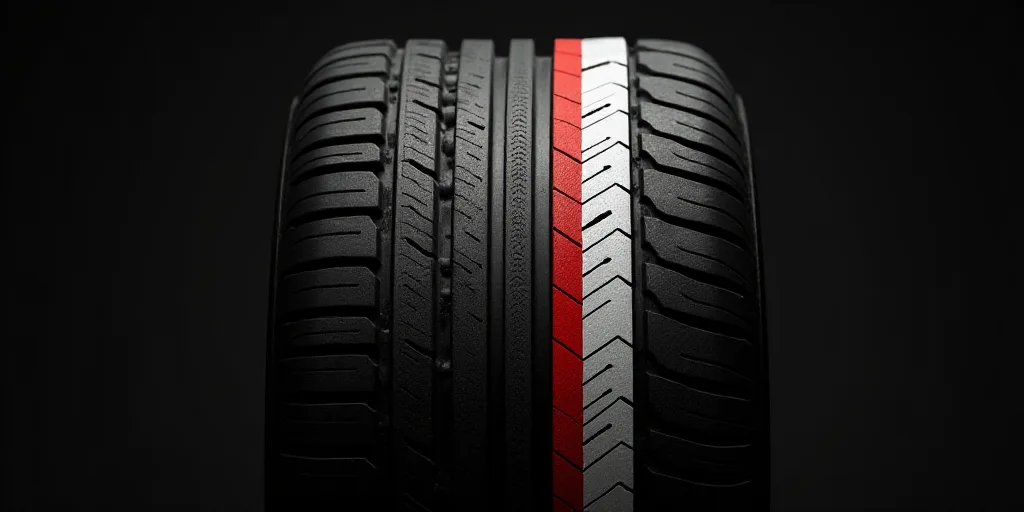a tire with a red and white stripe on it and a red and white stripe on the side of it, Avgust Černi