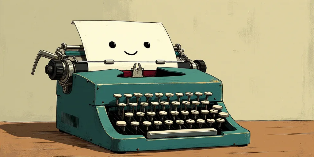 a typewriter with a face drawn on it and a caption for the words opinion and a question, Edward Otho