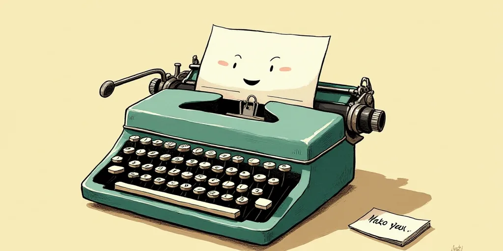 a typewriter with a face drawn on it and a caption for the words opinion and a question, Edward Otho