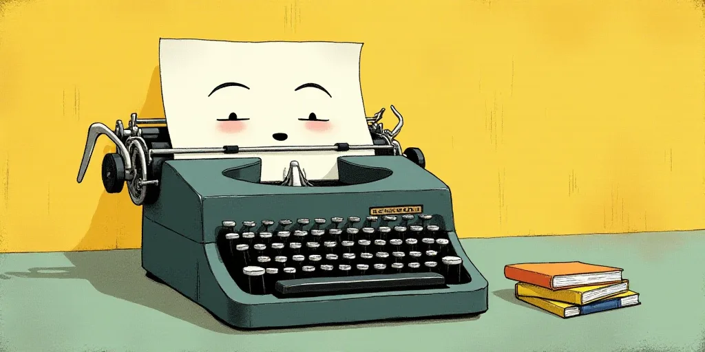 a typewriter with a face drawn on it and a caption for the words opinion and a question, Edward Otho