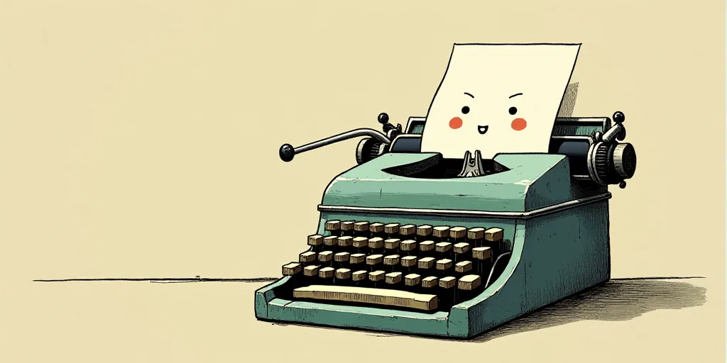 a typewriter with a face drawn on it and a caption for the words opinion and a question, Edward Otho