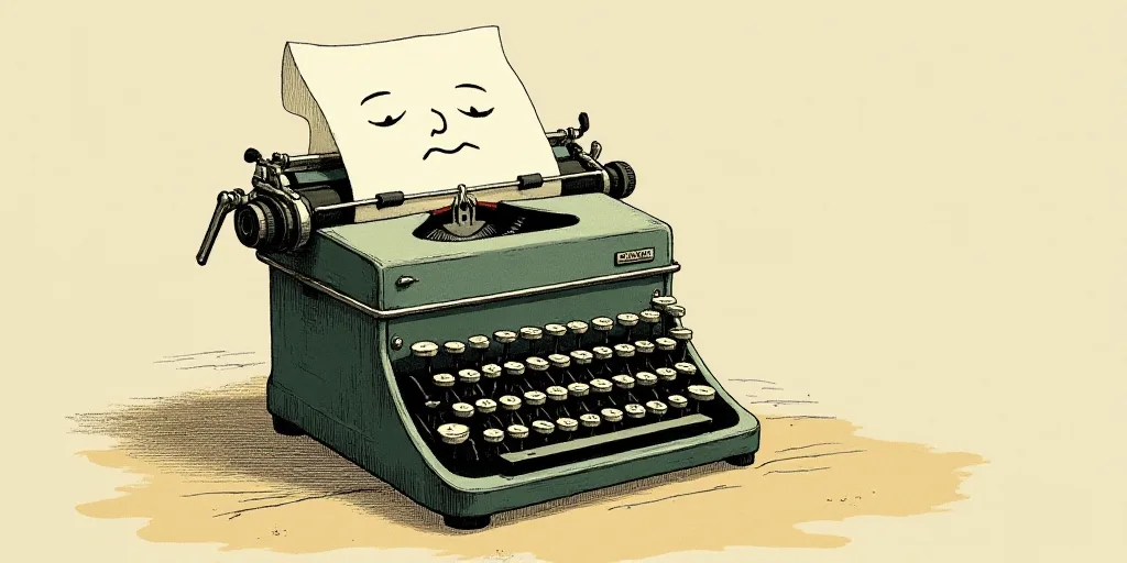 a typewriter with a face drawn on it and a caption for the words opinion and a question, Edward Otho
