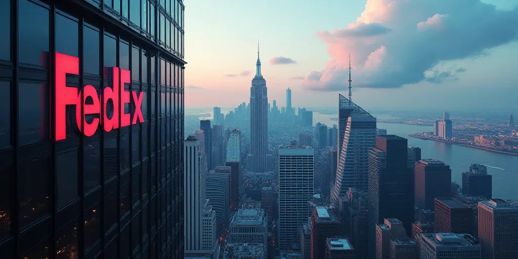 a view of a city from a high rise building with a fedex sign on it's side, Félix Ziem, ultra hd, cy