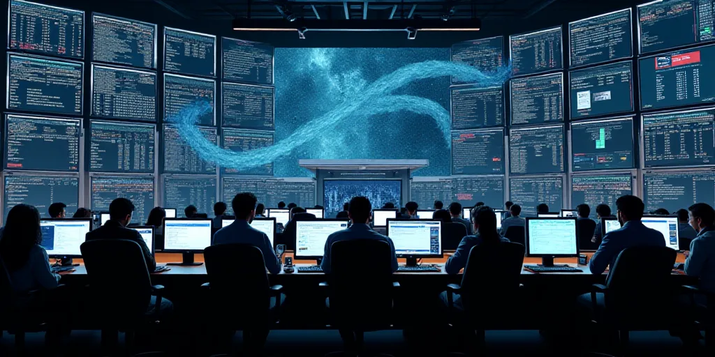 a view of a stock market with people working on their computers and on their phones and on their pho
