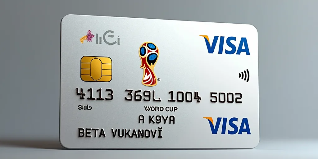 a visa card with the logo of the world cup on it and the words visa on it in blue, Beta Vukanović,