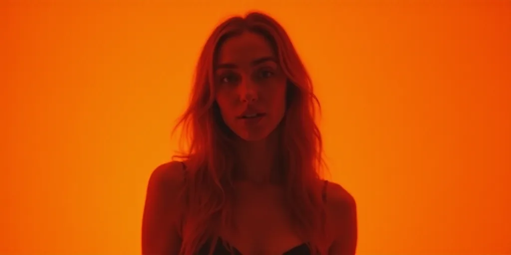 a woman standing in front of an orange background with a caption for the event, el ecomista, Brenda