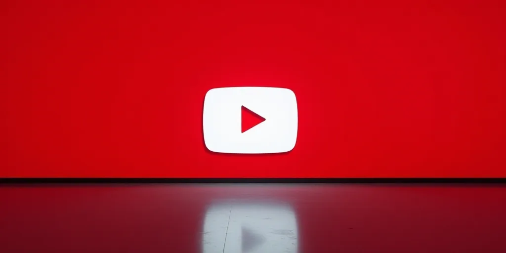 a youtube logo is seen in front of a wall with a red background and a white arrow in the center, Ahm