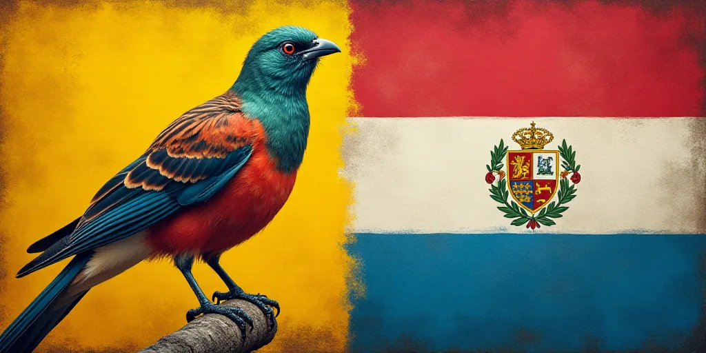 two flags of different countries are shown next to each other, one with a bird on it's head, Aquirax
