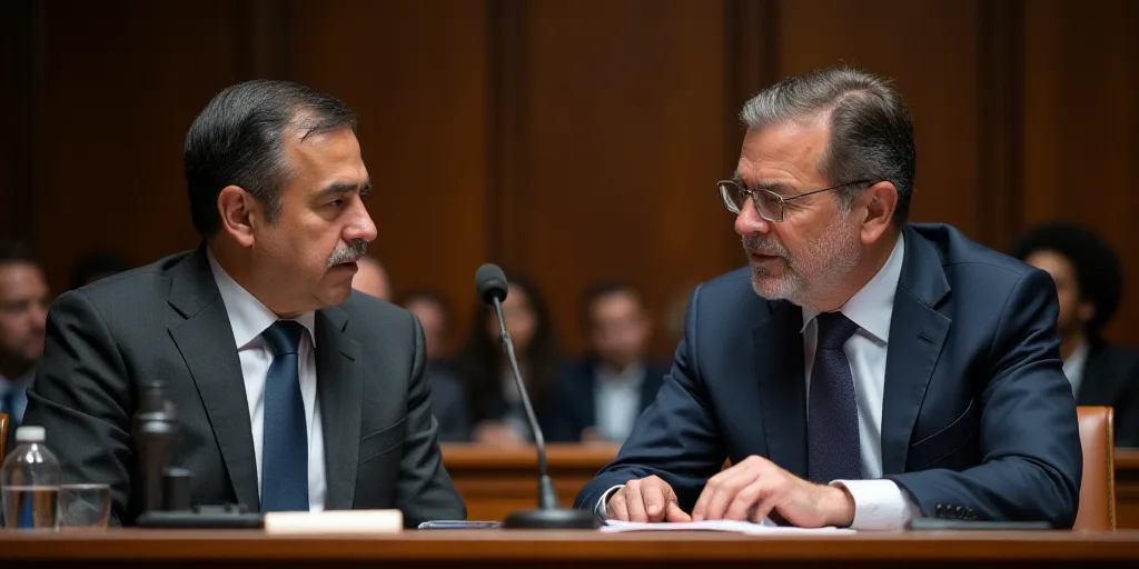 two men sitting at a table with microphones in front of them and a microphone in front of them, Carl