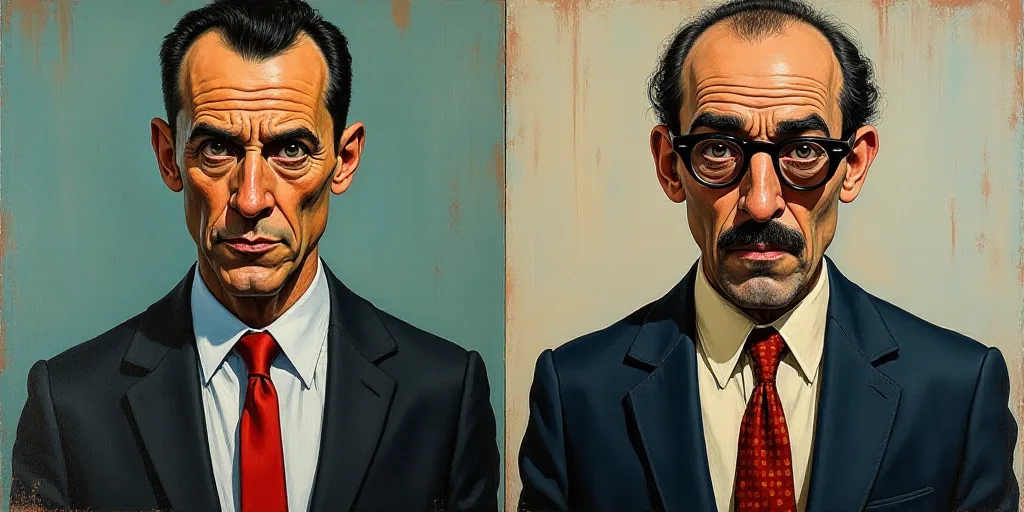 two pictures of a man in a suit and tie and a man in a suit and tie with glasses, Almada Negreiros,