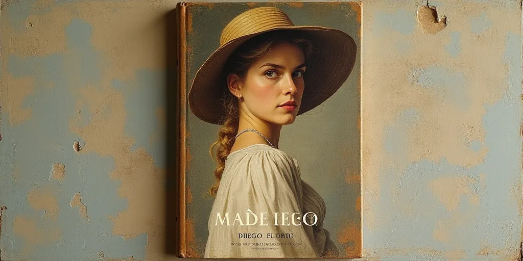 a book cover with a painting of a woman in a dress and a hat on it, and a title in spanish, Diego Gi