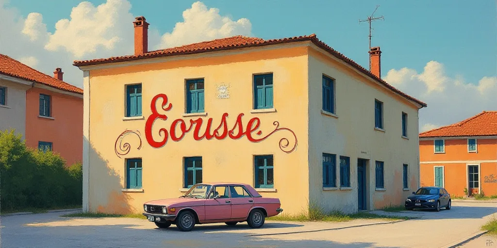 a building with a sign that says foussse on it's side and a car parked in front of it, Félix Labiss