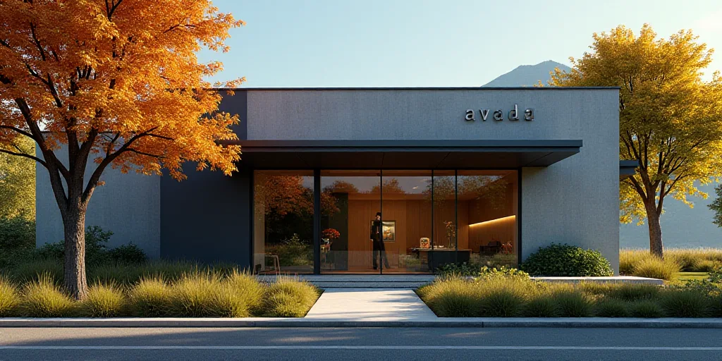 a building with a sign that says avada on it's side and a tree in front of it, Andries Stock, nvidia