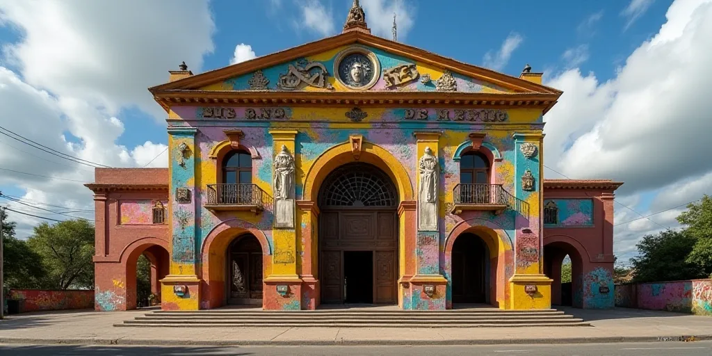 a building with a statue of a man on the front of it and a sign that says bano de mexico, David Alfa
