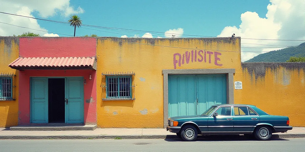 a car parked in front of a building with a sign that says fovissite on it's side, Eduardo Lefebvre S