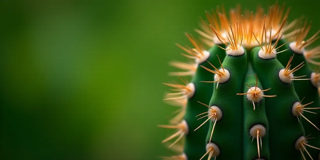 a close up of a cactus with small flowers on it's leaves and a green background with a blurry backgr