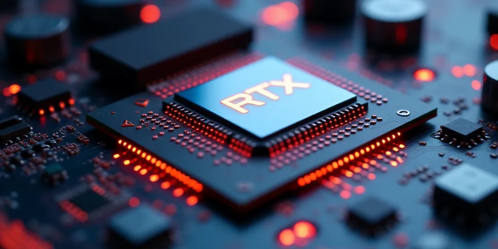 a close up of a cpu chip on a computer board with a chip chip on it's side, Andries Stock, rtx on, a