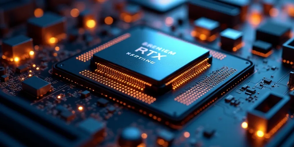 a close up of a cpu chip on a computer board with a chip chip on it's side, Andries Stock, rtx on, a